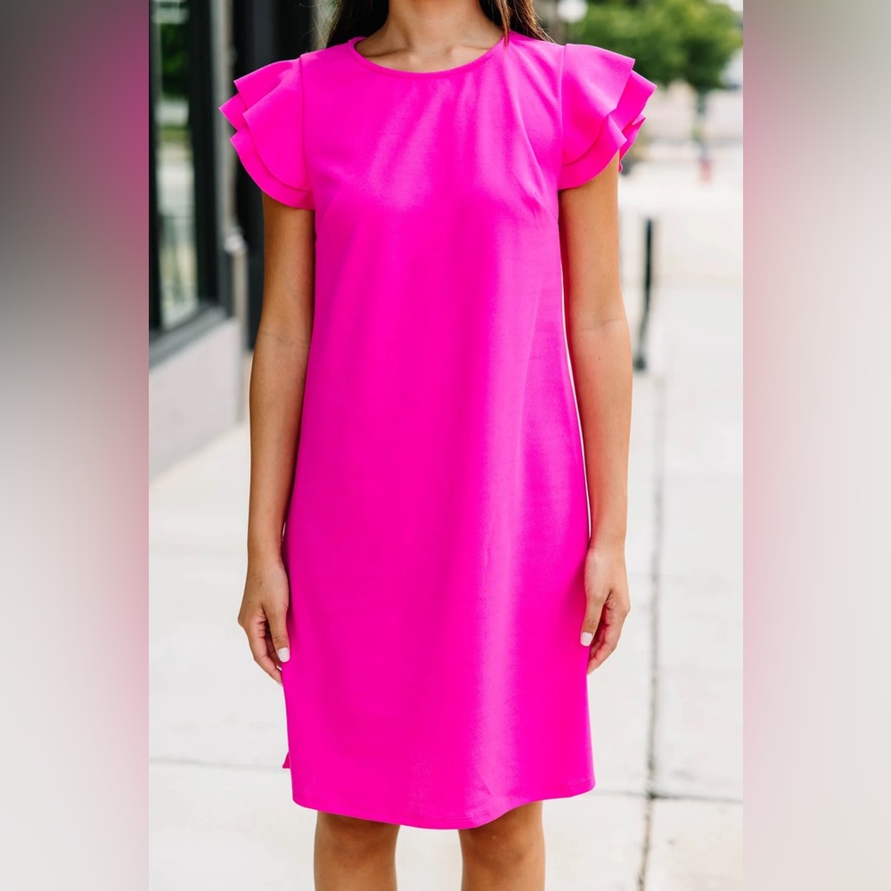💕🩷Magenta Purple Ruffled Sleeve Dress🩷💕 - Picture 4 of 4